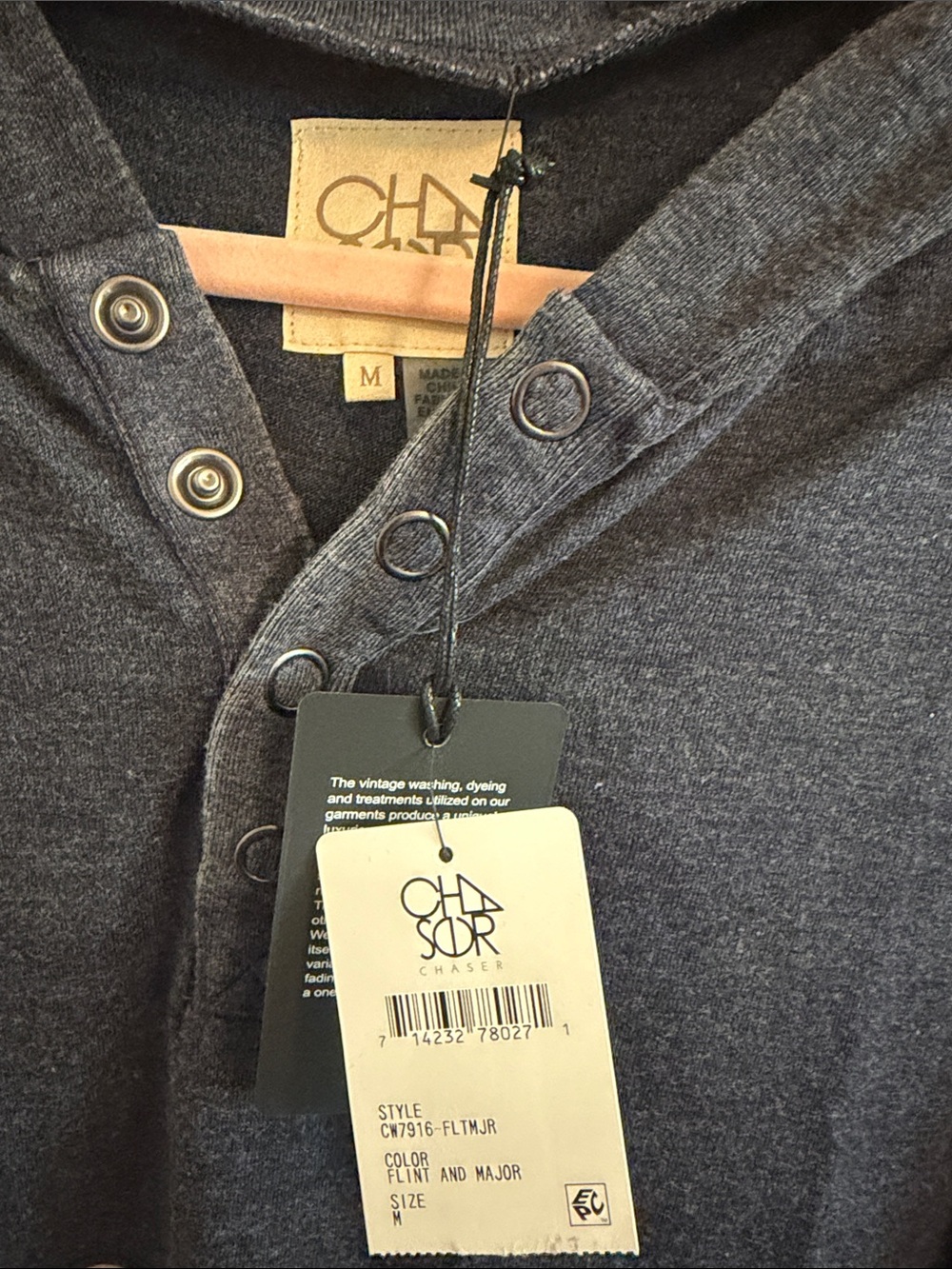 ๐ซถ๐ผ5 for $45!!๐ซถ๐ผChaser Two-Tone Hooded 1/2 sleeve top in Navy & Light Gray - Picture 2 of 4